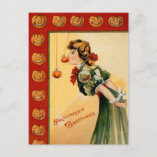 Vintage Apple Bobbing Halloween Briefkaart (Voorkant)