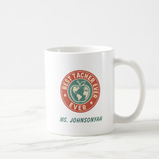 Vintage Apple Circular Best Teacher Ever Badge Koffiemok