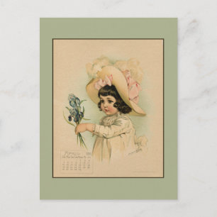 Vintage april 1891 mooie kinderen tekenen briefkaart
