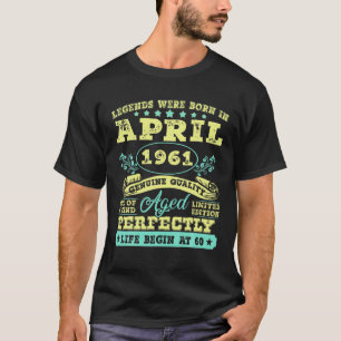 Vintage april 1961 60e verjaardag 60 jaar oud t-shirt