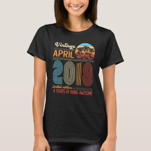 Vintage april 2018 4 jaar oud op de vierde verjaar t-shirt