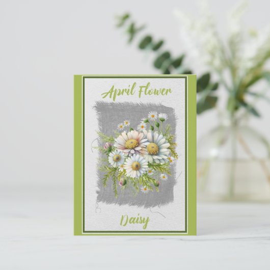 Vintage april bloem madeliefje bloemmotief briefkaart (Staand voorkant)