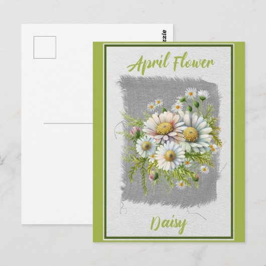 Vintage april bloem madeliefje bloemmotief briefkaart (Voorkant / Achterkant)