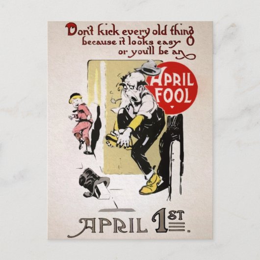 Vintage April Fools Day Briefkaart (Voorkant)