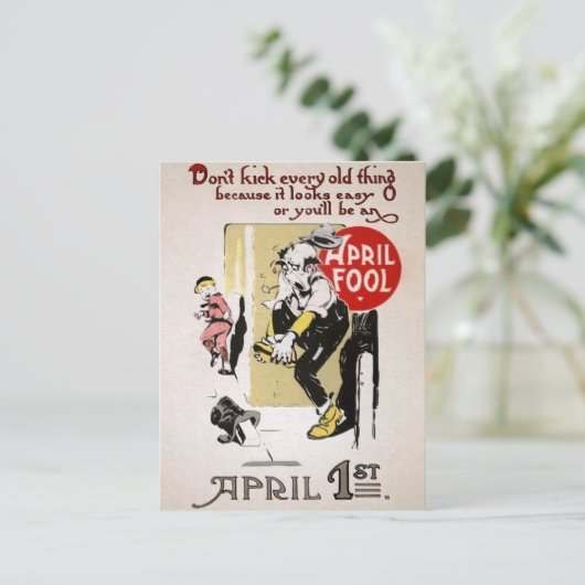 Vintage April Fools Day Briefkaart (Staand voorkant)