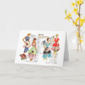 Vintage Apron Sewing Pattern Card Kaart (Gele Bloem)