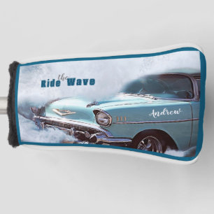 Vintage Aqua Auto "Ride The Wave" Citaat Oceaan St Golfheadcover