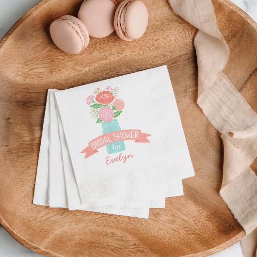 Vintage Aqua Blush Mason Jar Bruidsfeest Servetten