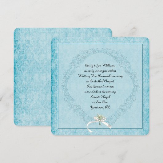 Vintage Aqua Damask Kaart (Voorkant / Achterkant)