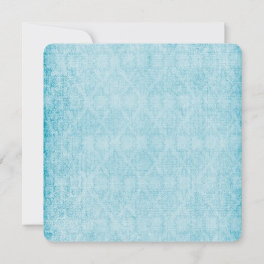 Vintage Aqua Damask Kaart (Achterkant)