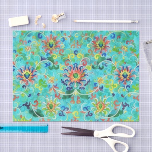 Vintage Aqua Kunst Tissuepapier (Craft)