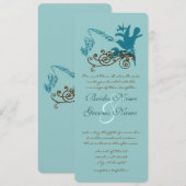 Vintage Aqua Love Bird Wedding Invitation Kaart (Voorkant / Achterkant)