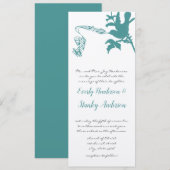 Vintage Aqua Love Bird Wedding Invitation Kaart (Voorkant / Achterkant)