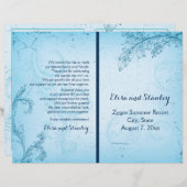 Vintage aqua scroll leaf vouwd trouwprogramma (Voorkant / Achterkant)