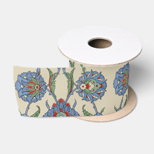Vintage Arabisch Blauw Rood Geometrisch Bloemmotie Satijnen Lint