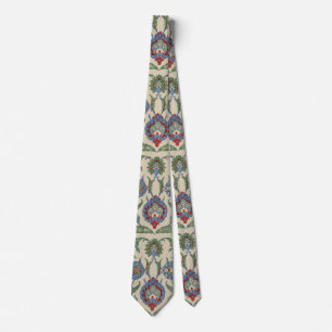 Vintage Arabisch Blauw Rood Geometrisch Bloemmotie Stropdas