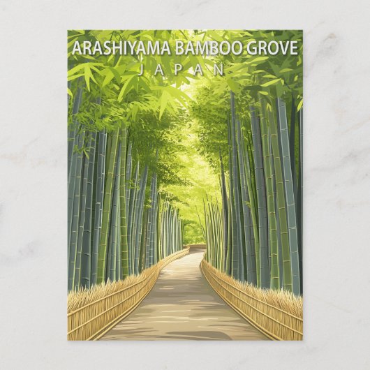 Vintage Arashiyama Bamboebos Japan Briefkaart (Voorkant)