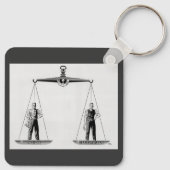 Vintage Arbeid vs Management, Schalen van Rechtvaa Sleutelhanger (Achterkant)