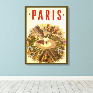 Vintage Arc de Triomphe, Parijs, Frankrijk Reis Ku Canvas Afdruk