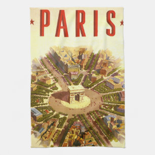Vintage Arc de Triomphe, Parijs, Frankrijk Reis Ku Theedoek