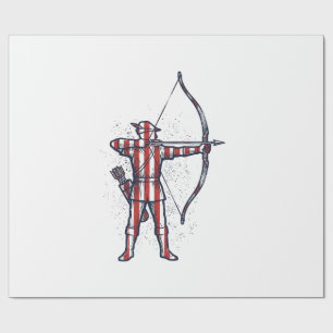 Vintage Archer Amerikaanse Vlag Boog Jacht Shirt_1 Cadeaupapier