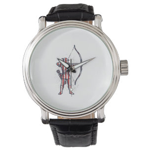 Vintage Archer Amerikaanse Vlag Boog Jacht Shirt_1 Horloge