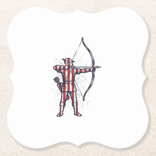 Vintage Archer Amerikaanse Vlag Boog Jacht Shirt_1 Kartonnen Onderzetters