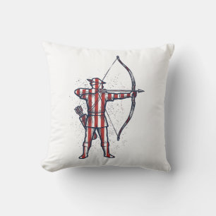 Vintage Archer Amerikaanse Vlag Boog Jacht Shirt_1 Kussen
