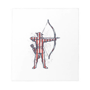 Vintage Archer Amerikaanse Vlag Boog Jacht Shirt_1 Notitieblok