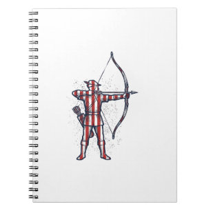 Vintage Archer Amerikaanse Vlag Boog Jacht Shirt_1 Notitieboek