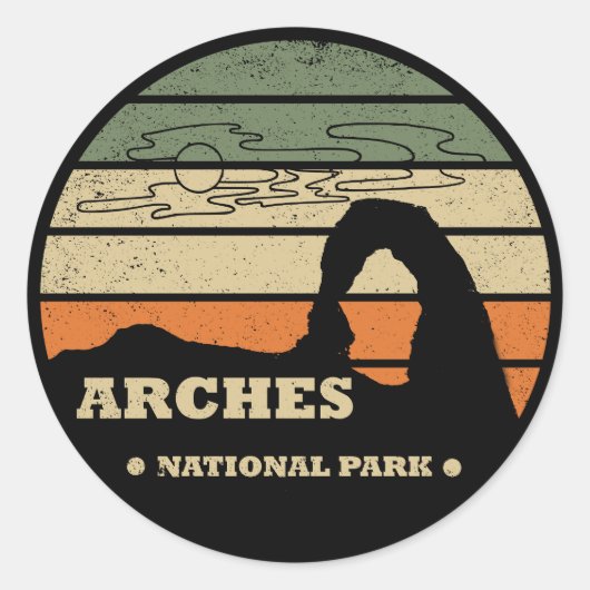 Vintage Arches National Park - Moab - Utah Ronde Sticker (Voorkant)