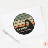 Vintage Arches National Park - Moab - Utah Ronde Sticker (Envelop)