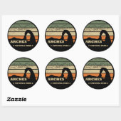 Vintage Arches National Park - Moab - Utah Ronde Sticker (Vel)