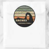 Vintage Arches National Park - Moab - Utah Ronde Sticker (Tas)
