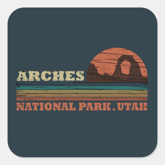 Vintage Arches National Park Moab Utah Vierkante Sticker (Voorkant)