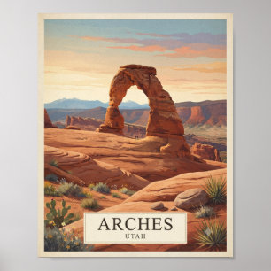 Vintage Arches Utah Reisposter Poster