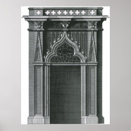 Vintage architecturaal element, gotische deuropeni poster