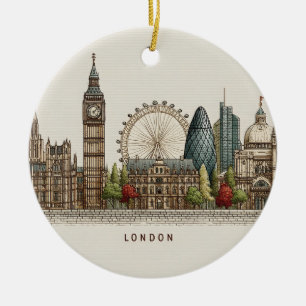 Vintage Architecturale Londense Gezichten Illustra Keramisch Ornament