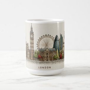 Vintage Architecturale Londense Gezichtseinder Ill Koffiemok