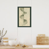 Vintage architecturale trappen, wenteltrap poster (Keuken)