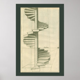 Vintage architecturale trappen, wenteltrap poster