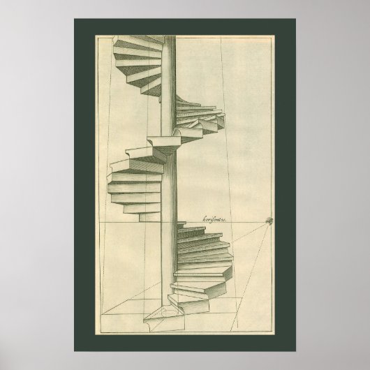 Vintage architecturale trappen, wenteltrap poster (Voorkant)