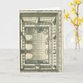 Vintage Architectuur, Atrium Binnenplaats Perspect Kaart (Gele Bloem)