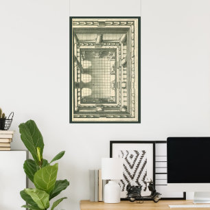 Vintage Architectuur, Atrium Binnenplaats Perspect Poster