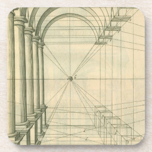 Vintage architectuur, bogen kolommen perspectief drankjes onderzetter