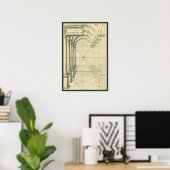 Vintage architectuur, bogen kolommen perspectief poster (Thuiskantoor)