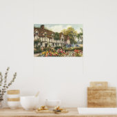 Vintage architectuur formele tuin Engelse cottage Poster (Keuken)