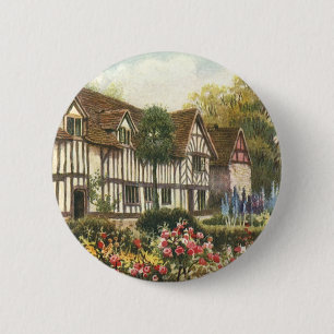 Vintage architectuur Formele tuin Engelse cottage Ronde Button 5,7 Cm