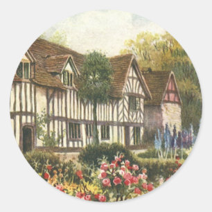 Vintage architectuur Formele tuin Engelse cottage Ronde Sticker