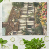 Vintage architectuur Formele tuin Engelse cottage Theedoek (Gevouwen)